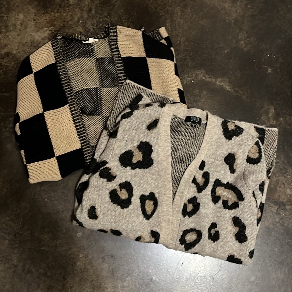 Leopard and Checkered Neutral Cardigans